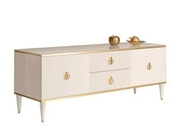 Тумба под телевизор Римини СОЛО (Слоновая кость/Золото) РМТ-3(s)
