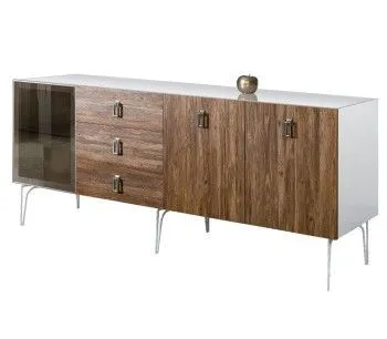 Комод 2.1м Bogemia Wood Fa (Белый) (Lakobel/Хром) БМКМ-5(Wo)[4]