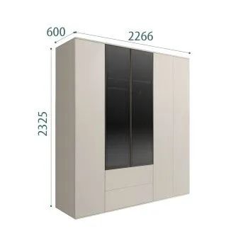 Шкаф 5-ти дв. с ящиками Bogemia Air (Шелк/Черный) БМШ2/52(2)