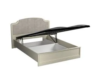 Кровать Люкс 1400 с подъемным механизмом, Сиена (1594*2110*1090), Береза бежевая рогожка