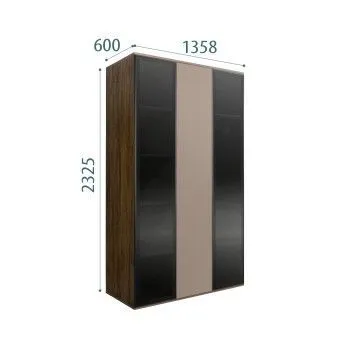 Шкаф 3-х дверный Bogemia Woodline Air (Мокка/Черный) БМШ2/3(2)