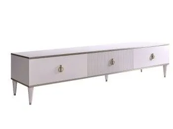 Тумба под телевизор 3 ящика Римини СОЛО (Белый/Серебро) РМТ-4(s)