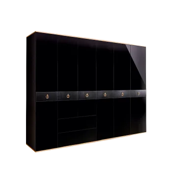 Шкаф 6-ти дверный с ящиками Римини СОЛО (Черный/Золото) РМШ2/61(s)
