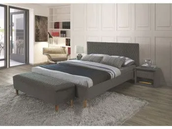 Кровать Signal AZURRO VELVET BLUVEL 14 (серый/дуб) 140/200
