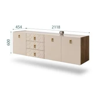 Комод 2.1м Bogemia Woodline Fly Fa (Ваниль) (Lakobel/Золото) БМКМ-5