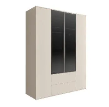 Шкаф 4-х дв. с ящиками Bogemia Air (Слоновая кость/Серебро) БМШ2/42(2)