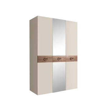 Шкаф 3-х дверный с зеркалом Bogemia Wood Fi (Слоновая кость/Хром) БМШ1/3(Wo)