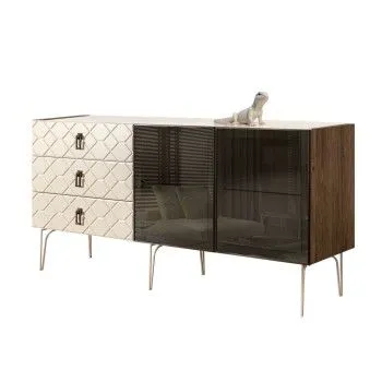 Комод 1.6м Bogemia Woodline Fa (Слоновая кость) (Lakobel/Черный) БМКМ-4[5]