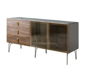 Комод 1.6м Bogemia Wood Fa (Серый) (Novabuk/Золото) БМКМ-4(Wo)[5]