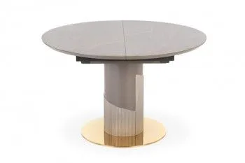 Стол обеденный Halmar MUSCAT 120 раскладной (серый мрамор/светло-серый/золотой)