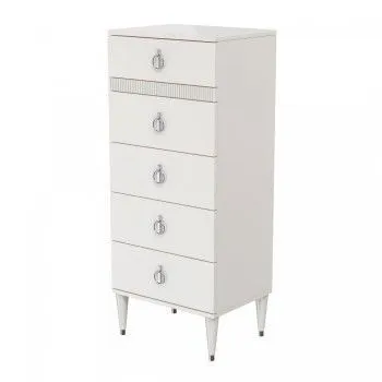 Комод узкий с планкой Римини СОЛО (Бежевый/Серебро) РМКМ-2(s)