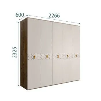 Шкаф 5-ти дв. Bogemia Woodline Fa (Шелк/Золото) БМШ2/5(Fa)