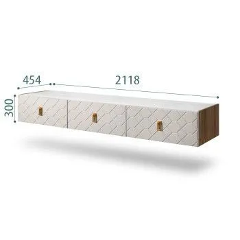 Тумба телевизионная 2.1м Bogemia Woodline Fly Fa (Шелк) (Novabuk/Золото) БМТ-2