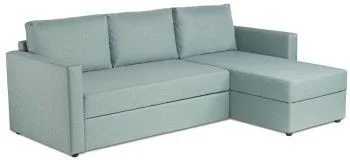 Диван угловой трехместный Вало с коротким подлокотником, мятно-серый, рогожка