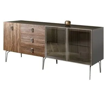 Комод 2.1м Bogemia Wood Fa (Серый) (Lakobel/Хром) БМКМ-5(Wo)[5][10]