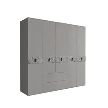 Шкаф 5-ти дверный с ящиками, Bogemia Farfalle (Серый/Черный) БМШ2/51(Fa)