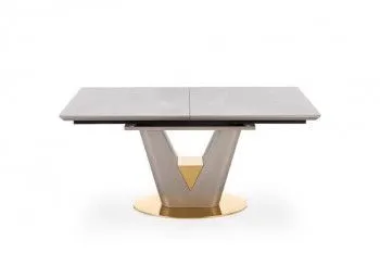 Стол обеденный Halmar VALENTINO 160 раскладной (светло-серый/золотой)