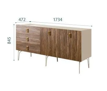 Комод 1.6м Bogemia Wood Fa (Ваниль) (Novabuk/Золото) БМКМ-4(Wo)