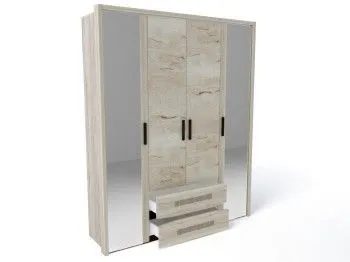 Шкаф 4-х дверный с декоративным обкладом, Мале (1892*544*2316) Дуб галифакс белый