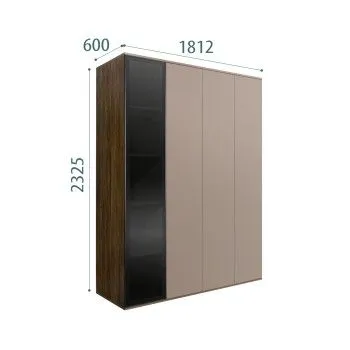 Шкаф 4-х дв. Bogemia Woodline Air (Мокка/Черный) БМШ2/4(1)