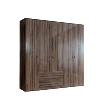 Шкаф 5-ти дверный с ящиками Римини (Орех империя/Серебро) РМШ2/51