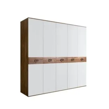 Шкаф 5-ти дв. Bogemia Woodline Wood Fi (Белый/Хром) БМШ2/5(Wo)