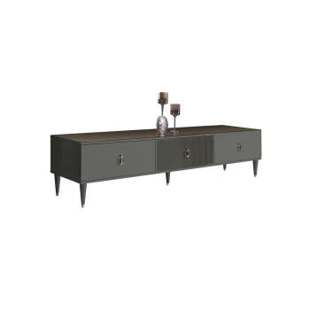 Тумба под телевизор 3 ящика Римини СОЛО (Серый/Серебро) РМТ-4(s)