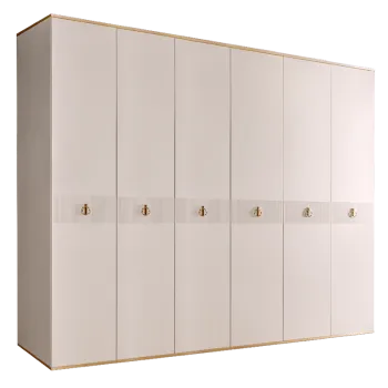 Шкаф 6-ти дверный Римини СОЛО (Слоновая кость/Золото) РМШ2/6(s)