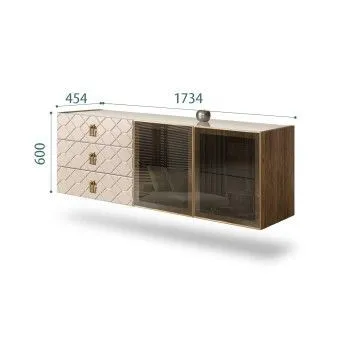 Комод 1.6м Bogemia Woodline Fly Fa (Ваниль) (Lakobel/Золото) БМКМ-4[5]