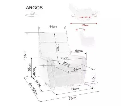Кресло Signal ARGOS Velvet раскладное (серый) | изображение 5
