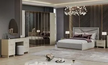 Спальня Лейла 4-дверная светло серый камень