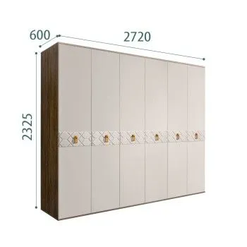 Шкаф 6-ти дв. Bogemia Woodline Wood Fi (Шелк/Хром) БМШ2/6(Wo)
