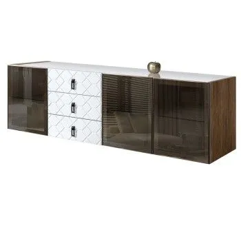 Комод 2.1м Bogemia Woodline Fly Fa (Белый) (Lakobel/Черный) БМКМ-5[5]