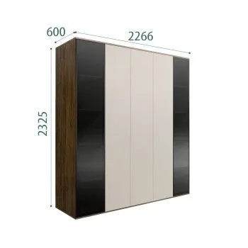 Шкаф 5-ти дв. Bogemia Woodline Air (Шелк/Черный) БМШ2/5(2)