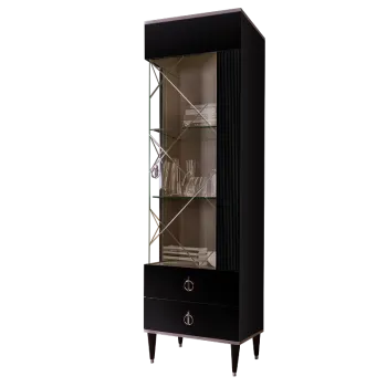 Витрина 1-ств. Римини СОЛО (Черный/Серебро) (Правая) РМВ1-1С(s)