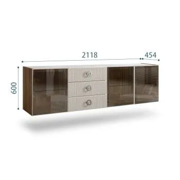 Комод 2.1м Bogemia Woodline Fly Fi (Шелк) (Novabuk/Хром) БМКМ-5[5]