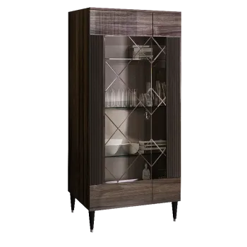 Витрина 2-ств. Римини СОЛО (Орех империя/Золото) (Правая) РМВ2-2С(s)