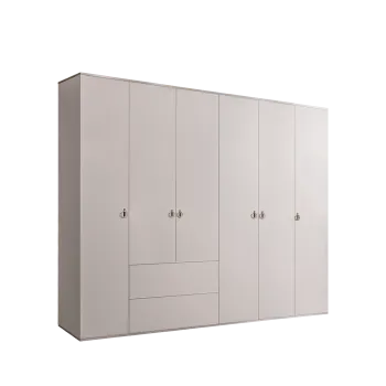 Шкаф 6-ти дверный с ящиками Римини (Слоновая кость/Серебро) РМШ2/61