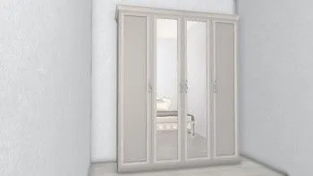 Шкаф Мишель Лайт 4-дверный с зеркалом серый