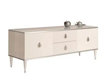 Тумба под телевизор Римини СОЛО (Слоновая кость/Серебро) РМТ-3(s)