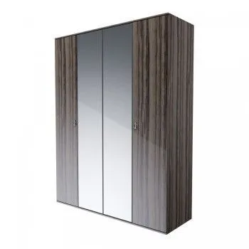 Шкаф 4-х дверный с зеркалом Римини (Орех империя/Серебро) РМШ1/4