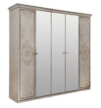 Шкаф Патрисия 5-дверный (2+1+2) с зеркалом крем корень глянец