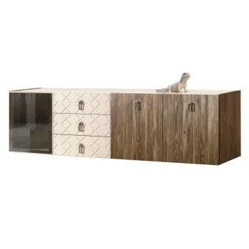 Комод 2.1м Bogemia Woodline Fly Wood Fa (Слоновая кость) (Lakobel/Хром) БМКМ-5[4]