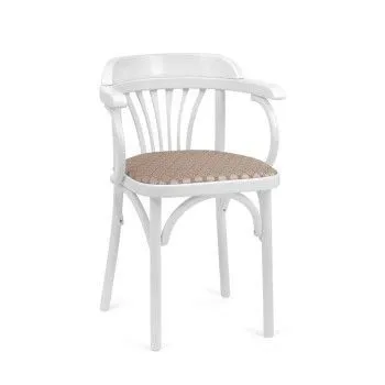 Стул Михаэль мягкий (эмаль белая, ткань 1 beige)