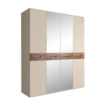 Шкаф 4-х дв. с зеркалами Bogemia Wood Wo (Ваниль/Золото) БМШ1/4(Wo)