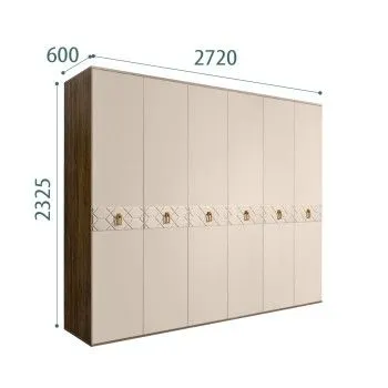 Шкаф 6-ти дв. Bogemia Woodline Wood Fi (Ваниль/Хром) БМШ2/6(Wo)