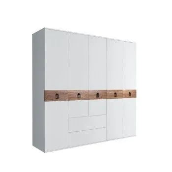 Шкаф 5-ти дверный с ящиками, Bogemia Wood Fa (Белый/Черный) БМШ2/51(Wo)