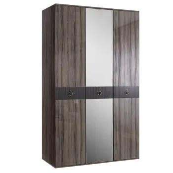 Шкаф 3-х дверный с зеркалом Римини СОЛО (Орех империя/Золото) РМШ1/3(s)