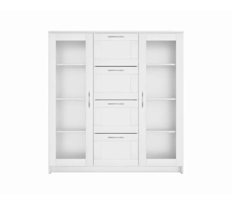 БРИМНЭС / СИРИУС тумба ИКЕА / IKEA 2 двери со стеклом и 4 ящика 117х123 белая | изображение 1