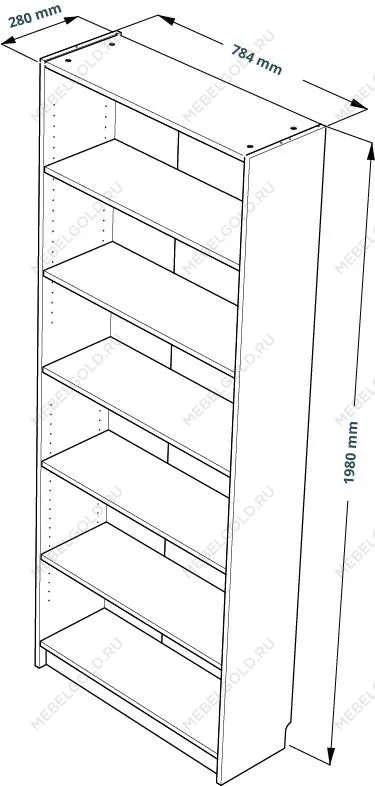 Стеллаж Варма, 6 полок, 78х198х28 см, белый | изображение 9
